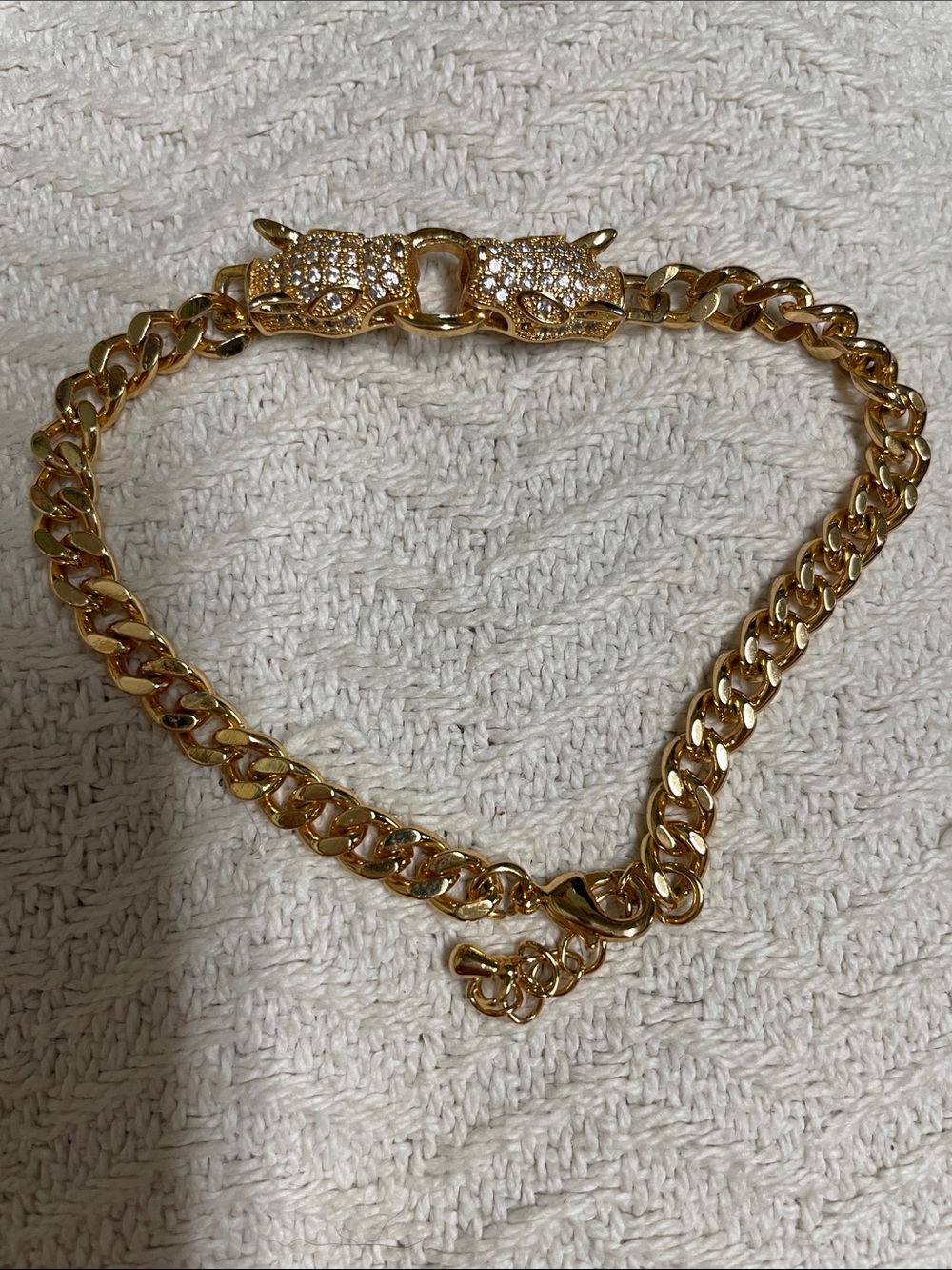 Gold-diamond Pavé Panther Head Chain bracelet - Women Jewelry